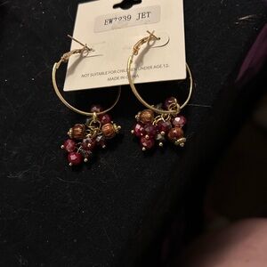 Tricolor hoop beaded earrings